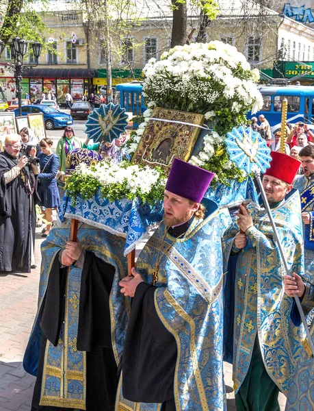 Odessa Ukraine April Procession Miraculous Icon Mother God Kasperovskaya Epitaph — Stock Photo, Image