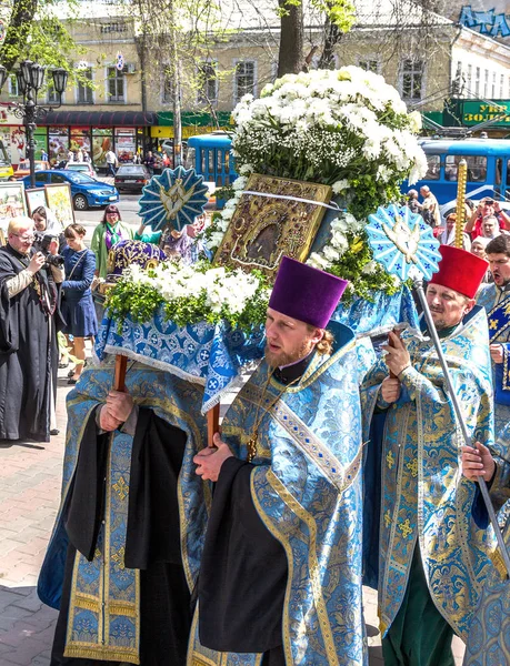 Odessa Ukraina April Procession Med Mirakulösa Ikonen Den Fostrar Gud — Stockfoto