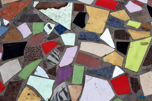 Kollázs Mozaik Dekoráció Törött Üveg Mozaik Tört Kerámia Őrült Háttér — Stock Fotó