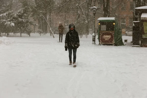 Odessa Ukraine Januar 2018 Starker Schneefall Zyklon Den Straßen Der — Stockfoto