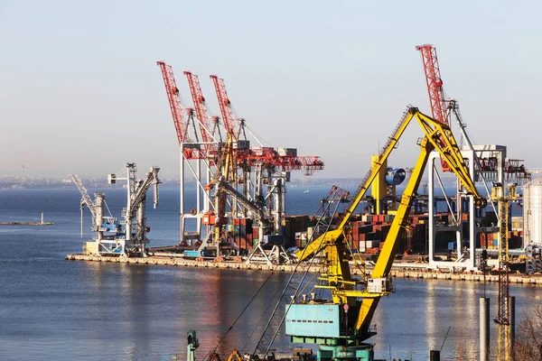 Porto Marítimo Carga Industrial Odessa Guindastes Industriais Marinhos Porto Terminal — Fotografia de Stock