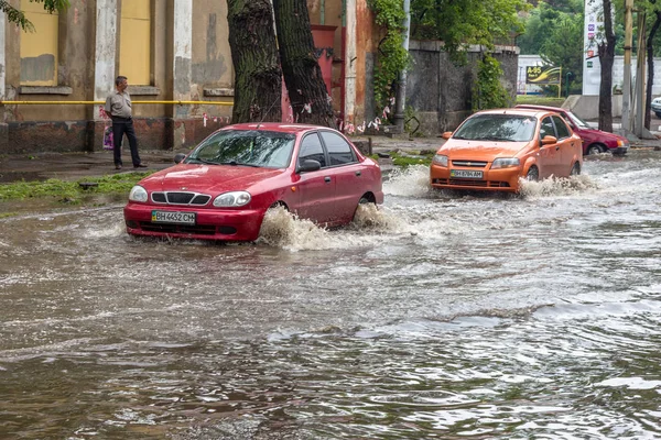 Odessa Ukraine July 2014 Result Heavy Rainfall Disaster Flooded Streets — Stock Photo, Image