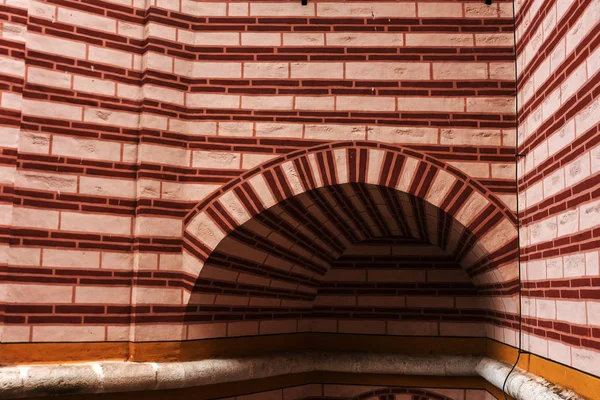 Beautiful Geometric Pattern Colored Stone Wall Geometrical Illusion Colored Brick — Stock Photo, Image