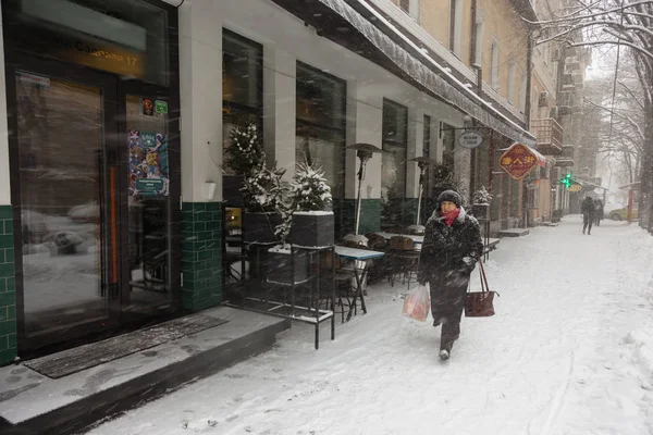 Одесса Украина Января 2018 Года Сильный Снегопад Циклон Улицах Городов — стоковое фото