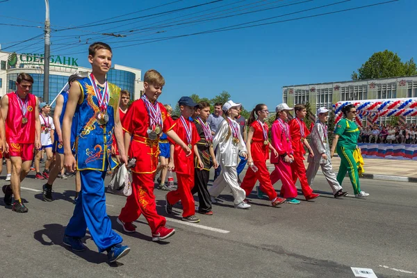 Novorossiysk Russia May 2018 May Day Demonstration Peace Job May — Stock Photo, Image