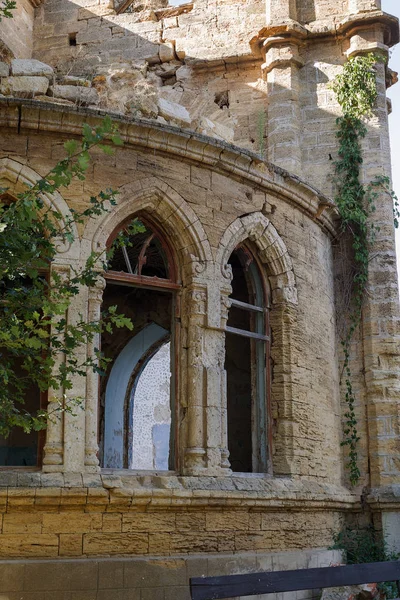 Mystical Interior Ruins Facade Abandoned Ruined Building Ancient Castle Mansion — Stock Photo, Image