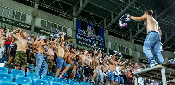 Odessa Ucrania Septiembre 2016 Aficionados Activos Tribuna Fútbol —  Fotos de Stock