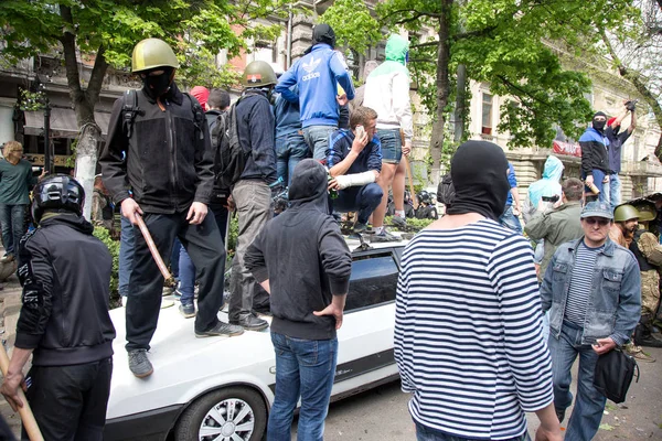 Odessa Ukraine May 2014 Tragic Riots Downtown Committed Radical Ukrainian — Stock Photo, Image