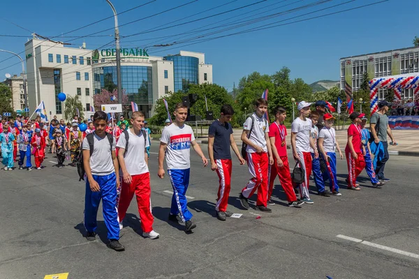 Novorossiysk Rusko Května 2018 Prvomájové Demonstrace Mír Práce Května Lidé — Stock fotografie