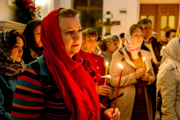 Odessa Ukraina Kwietnia 2015 Wielkanoc Parafian Kościoła Prawosławnego Święty Ogień — Zdjęcie stockowe