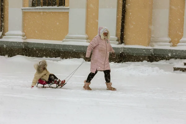 Odessa Ukraine Januar 2018 Starker Schneefall Zyklon Den Straßen Der — Stockfoto