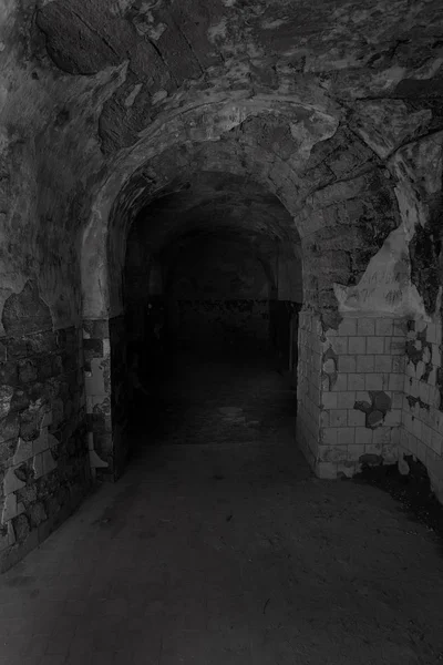 Ancien Tunnel Abandonné Dans Une Cave Souterraine Entrée Aux Catacombes — Photo