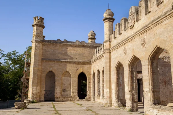 Interior Místico Ruinas Fachada Edificio Abandonado Ruinas Antiguo Castillo Mansión — Foto de Stock