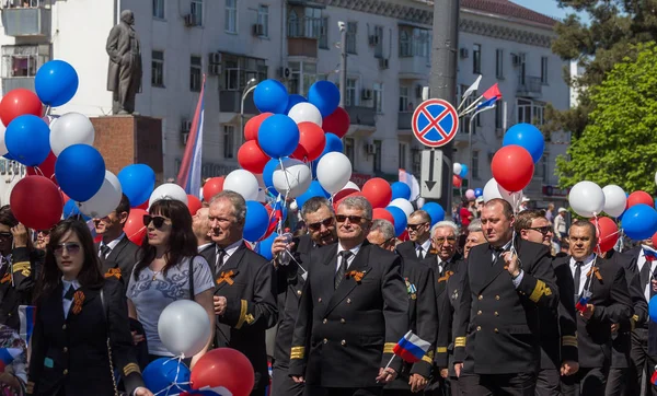 Novorossiysk Rusia Mayo 2018 Manifestación Del Primero Mayo Paz Job — Foto de Stock