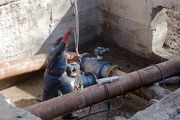 Odessa Ukraine Circa 2017 Repair City Water Supply Replacement Old — Stock Photo, Image