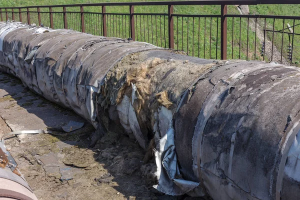 Réparation Vieux Tuyaux Eau Rouillés Avec Des Trous Corrosion Métal — Photo