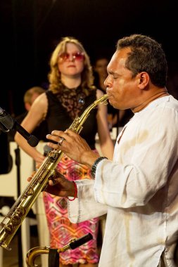 Odessa, Ukrayna-8 Haziran 2013: geleneksel uluslararası müzik Caz Festivali Jazzfest 