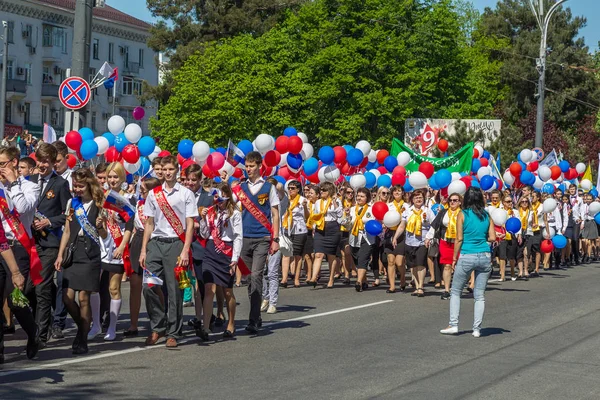 Noworossijsk Russland Mai 2018 Demonstration Mai Frieden Arbeit Mai Menschen — Stockfoto