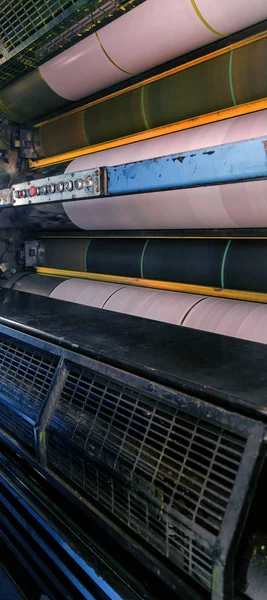 Working Process Printing Circulation News Newspaper Tape Conveyor Newspaper Running — Stock Photo, Image