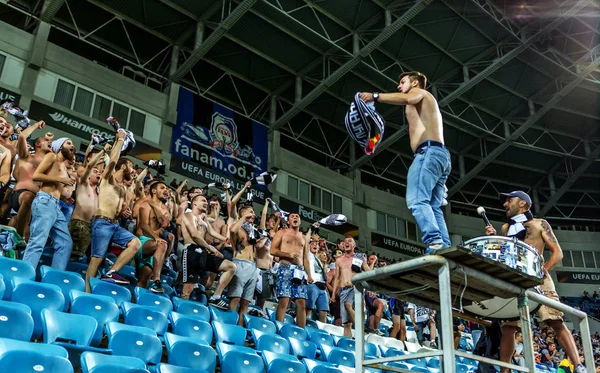 Odessa Ucrania Septiembre 2016 Aficionados Activos Tribuna Fútbol — Foto de Stock