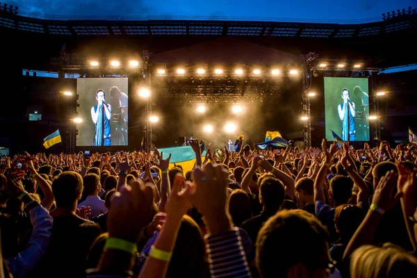 Odessa Ukraine June 2014 Large Crowd People Having Fun Stadium — Stock Photo, Image