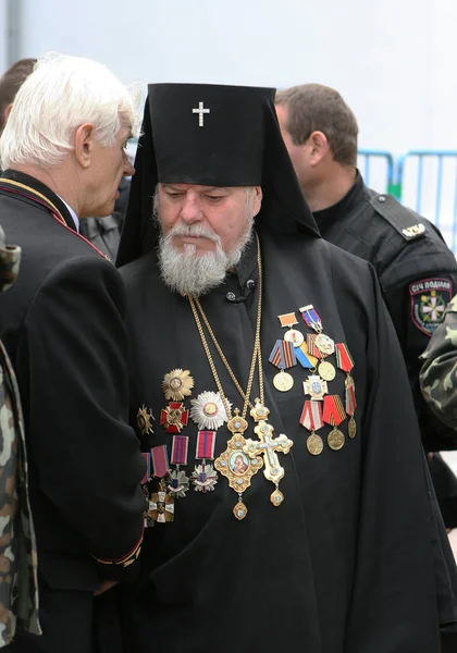 Odessa Ukraine September 2007 War Veteran Christian Chaplain Black Cassock — Stock Photo, Image