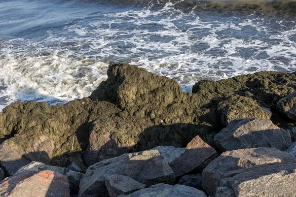 Kirli Deniz Dalga Için Eski Kirli Yosun Çivilenmiş Deniz Sörf — Stok fotoğraf