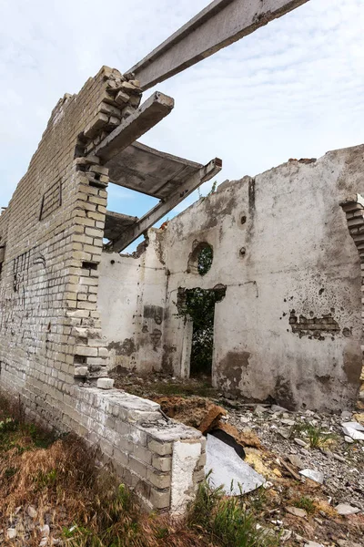 Intérieur Des Bâtiments Détruits Ancienne Usine Ruines Une Entreprise Industrielle — Photo