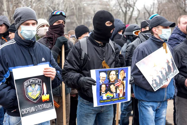 Odessa Ukrajna Március 2014 Emberek Tiltakozzanak Euromaydan Odesszában Puccs Ellen — Stock Fotó