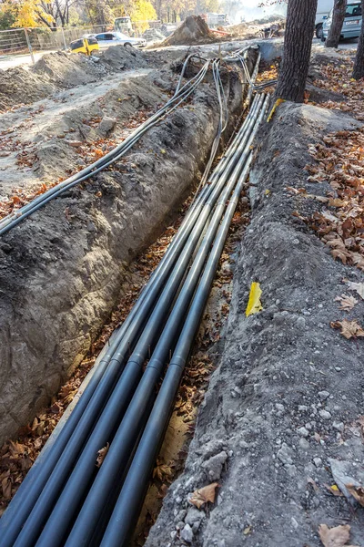 Varna Bulgaria Novembre 2015 Gli Operai Edili Riparano Autostrade Urbane — Foto Stock