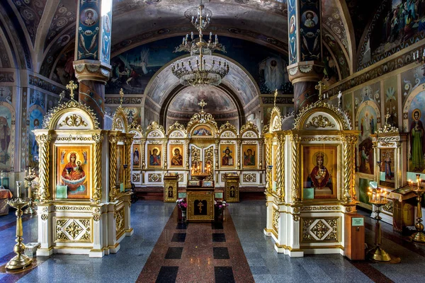 Odessa Ukraina Interiör Den Ortodoxa Kyrkan Altare Ikonostas Och Vackra — Stockfoto