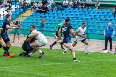 Krasnodar, Rusya Federasyonu - 11,2018 olabilir: Rus Rugby Şampiyonası Erkekler arasında: Kuban (Krasnodar) - beyaz ve Yenisey-Stm - (Krasnoyarsk). Yorucu spor oyunu dramatik oyun anları