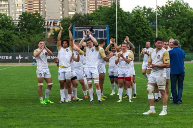 Krasnodar, Rusya Federasyonu - 11,2018 olabilir: Rus Rugby Şampiyonası Erkekler arasında: Kuban (Krasnodar) - beyaz ve Yenisey-Stm - (Krasnoyarsk). Yorucu spor oyunu dramatik oyun anları