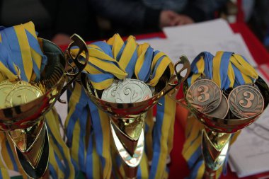 yakın çekim için okul rugby ligi final maçında madalya ödüllendirme vurdu