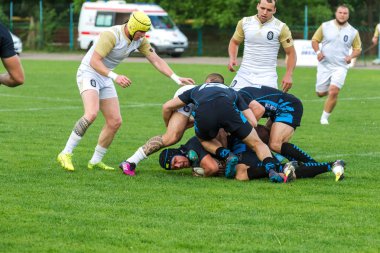 Krasnodar, Rusya Federasyonu - 11,2018 olabilir: Rus Rugby Şampiyonası Erkekler arasında: Kuban (Krasnodar) - beyaz ve Yenisey-Stm - (Krasnoyarsk). Yorucu spor oyunu dramatik oyun anları