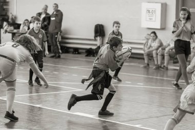 Odessa, Ukrayna - 29 Nisan 2017: rugby rugby ligi özel spor okulu odessa maçın tek renkli bardak