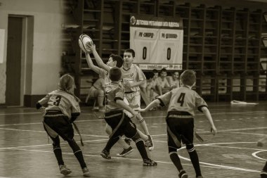 Odessa, Ukrayna - 29 Nisan 2017: rugby rugby ligi özel spor okulu odessa maçın tek renkli bardak