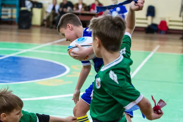 Odessa Ucrania Febrero 2018 Los Niños Pequeños Juegan Rugby Durante — Foto de Stock