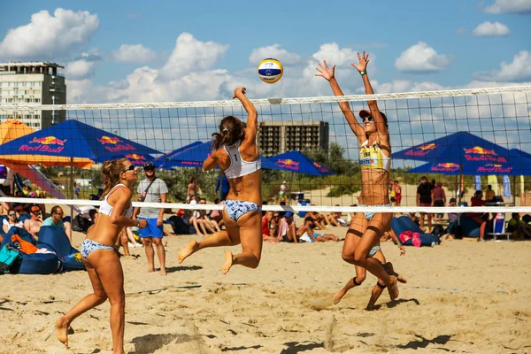 Odessa Ukraine August 2017 Ukrainische Beachvolleyball Meisterschaft Meeresstrand Während Des — Stockfoto