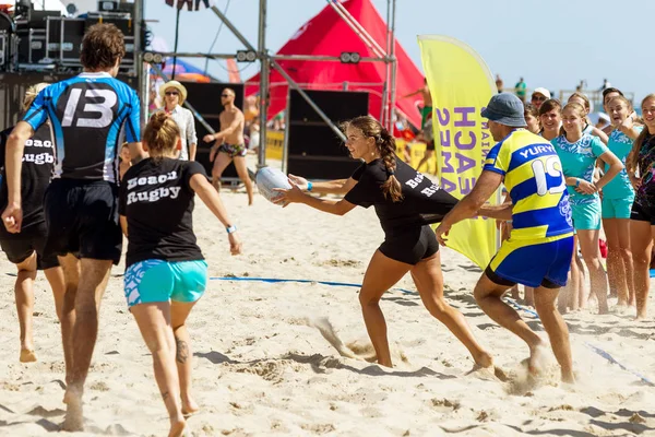 Oděsa Ukrajina Srpna 2017 Mezinárodní Rugby Festival Písku Pláže Moře — Stock fotografie