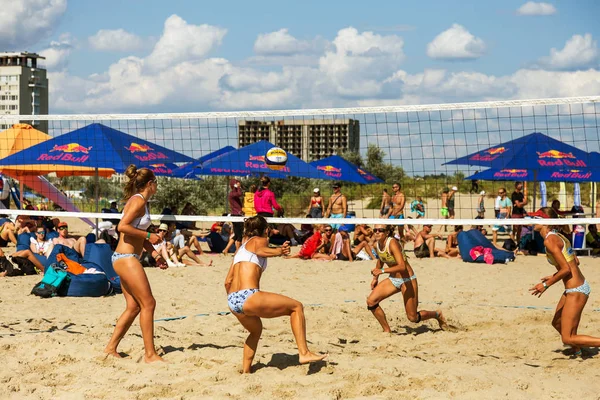 Odessa Ukraine Agosto 2017 Campeonato Ucraniano Voleibol Praia Praia Durante — Fotografia de Stock