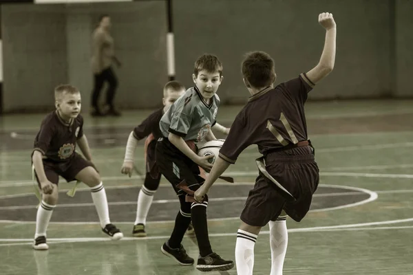Odessa Ukraine Februar 2018 Kleine Kinder Spielen Rugby Bei Derbys — Stockfoto
