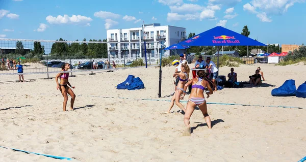 Odessa Oekraïne Augustus 2017 Oekraïens Beach Kampioenschap Volleybal Het Strand — Stockfoto