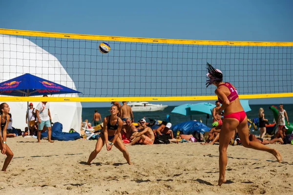 Odessa Ukraine Agosto 2017 Campeonato Ucraniano Voleibol Praia Praia Durante — Fotografia de Stock