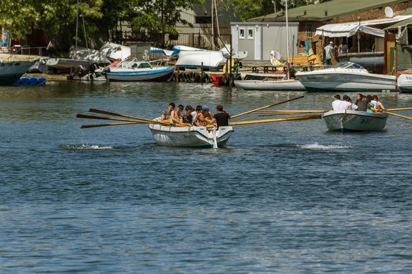 Varna Bulgaristan 2017 Yaklaşık Genç Sporcular Tren Kürek Takımında Alanında — Stok fotoğraf