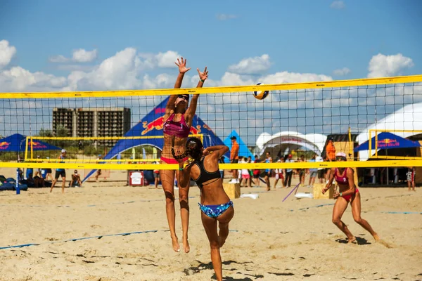 Odessa Ukraine Agosto 2017 Campeonato Ucraniano Voleibol Praia Praia Durante — Fotografia de Stock