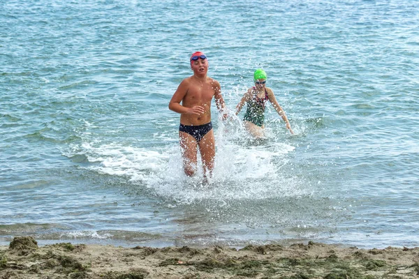 Odessa Ucraina 2018 Oceanman Apriamo Gara Nuoto Mare Aperto Bambini — Foto Stock