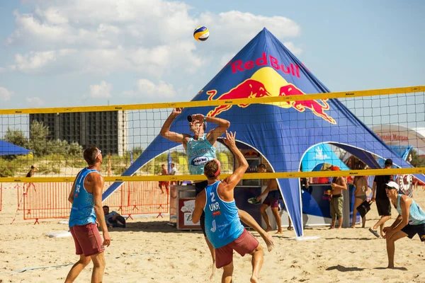 Odessa Ukraine Agosto 2017 Campeonato Ucraniano Voleibol Praia Praia Durante — Fotografia de Stock