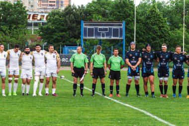 Krasnodar, Rusya Federasyonu - 11,2018 olabilir: Rus Rugby Şampiyonası Erkekler arasında: Kuban (Krasnodar) - beyaz ve Yenisey-Stm - (Krasnoyarsk). Yorucu spor oyunu dramatik oyun anları