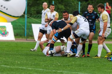 Krasnodar, Rusya Federasyonu - 11,2018 olabilir: Rus Rugby Şampiyonası Erkekler arasında: Kuban (Krasnodar) - beyaz ve Yenisey-Stm - (Krasnoyarsk). Yorucu spor oyunu dramatik oyun anları